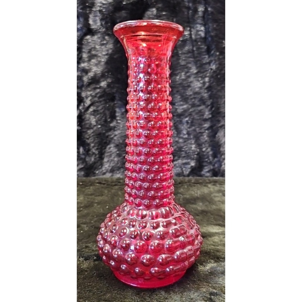 Ruby Red‎ Hobnail glass bud Vase E.O. Brody CO M-2000 USA